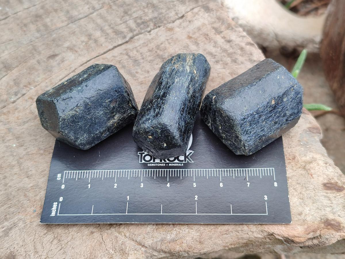 Natural Alluvial Schorl Black Tourmaline Crystals x 35 From Zimbabwe - Toprock Gemstones and Minerals 