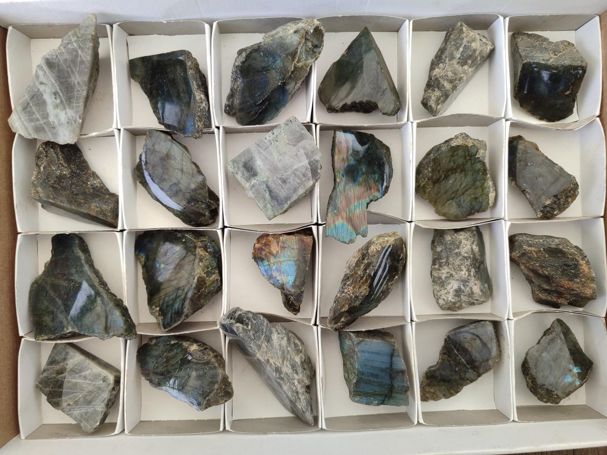 Polished One Side Labradorite Pieces x 24 From Madagascar - Toprock Gemstones and Minerals 