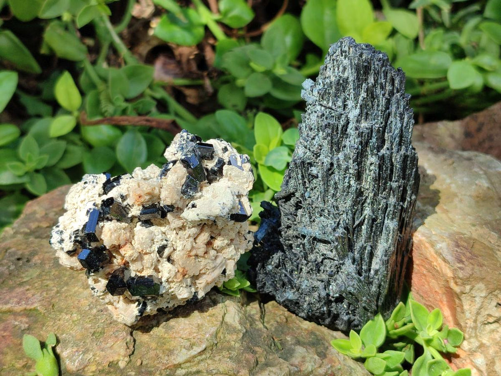Natural Schorl Black Tourmaline Specimens x 6 From Erongo, Namibia - Toprock Gemstones and Minerals 