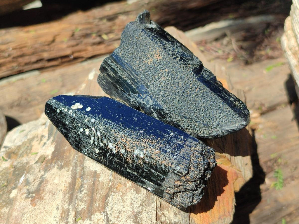 Natural Schorl Black Tourmaline Specimens x 6 From Erongo, Namibia - Toprock Gemstones and Minerals 