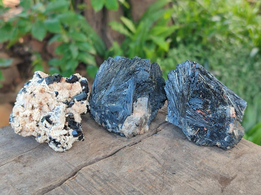 Natural Schorl Black Tourmaline Specimens x 6 From Erongo, Namibia - Toprock Gemstones and Minerals 