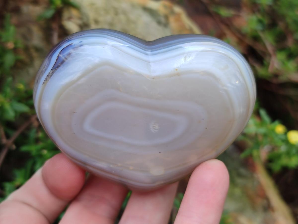Polished Banded Agate Hearts x 6 From Madagascar - Toprock Gemstones and Minerals 