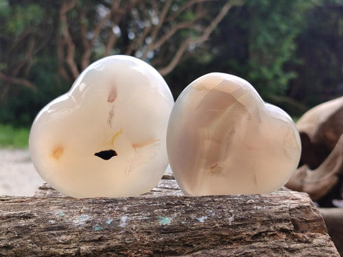 Polished Banded Agate Hearts x 6 From Madagascar - Toprock Gemstones and Minerals 