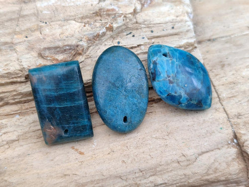 Polished Blue Apatite Pendants Free Forms x 20 From Betroka, Madagascar - Toprock Gemstones and Minerals 