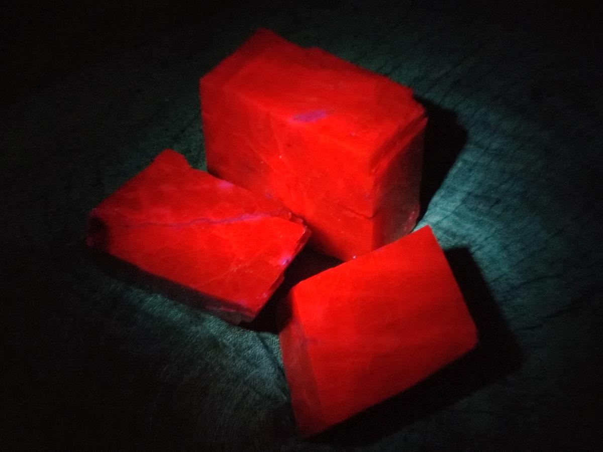 Natural Rhombohedral Sunset Orange Calcite Specimens x 6 From Spitzkop, Namibia - Toprock Gemstones and Minerals 