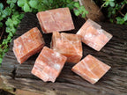 Natural Rhombohedral Sunset Orange Calcite Specimens x 6 From Spitzkop, Namibia - Toprock Gemstones and Minerals 