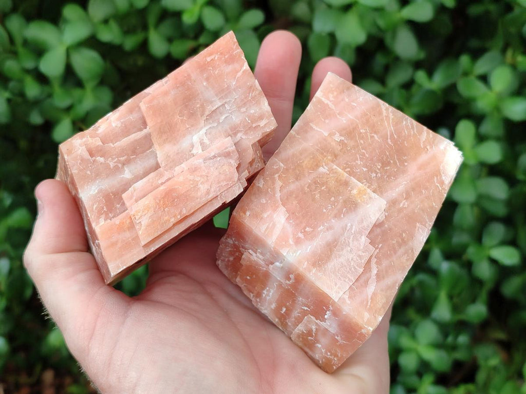 Natural Rhombohedral Sunset Orange Calcite Specimens x 6 From Spitzkop, Namibia - Toprock Gemstones and Minerals 