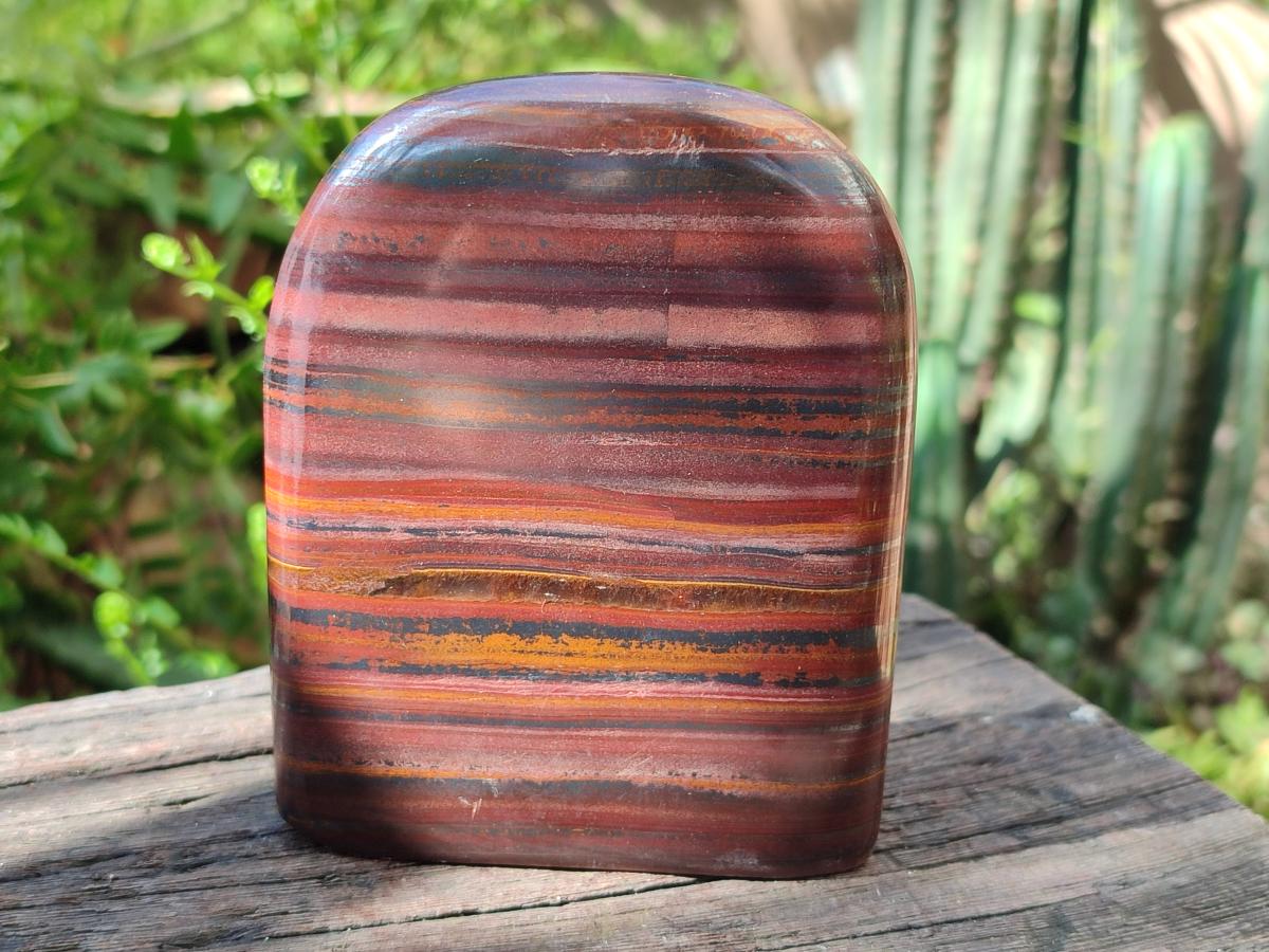 Polished Banded Tiger Iron Standing Free Forms x 3 From South Africa - Toprock Gemstones and Minerals 