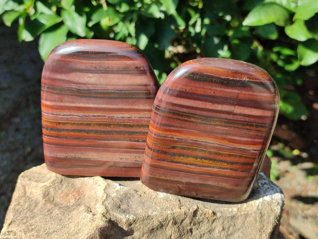 Polished Banded Tiger Iron Standing Free Forms x 3 From South Africa - Toprock Gemstones and Minerals 