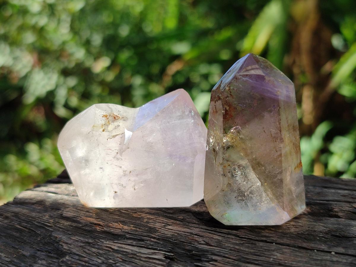 Polished Amethyst Smokey Window Crystals x 20 From Akansobe, Madagascar - Toprock Gemstones and Minerals 