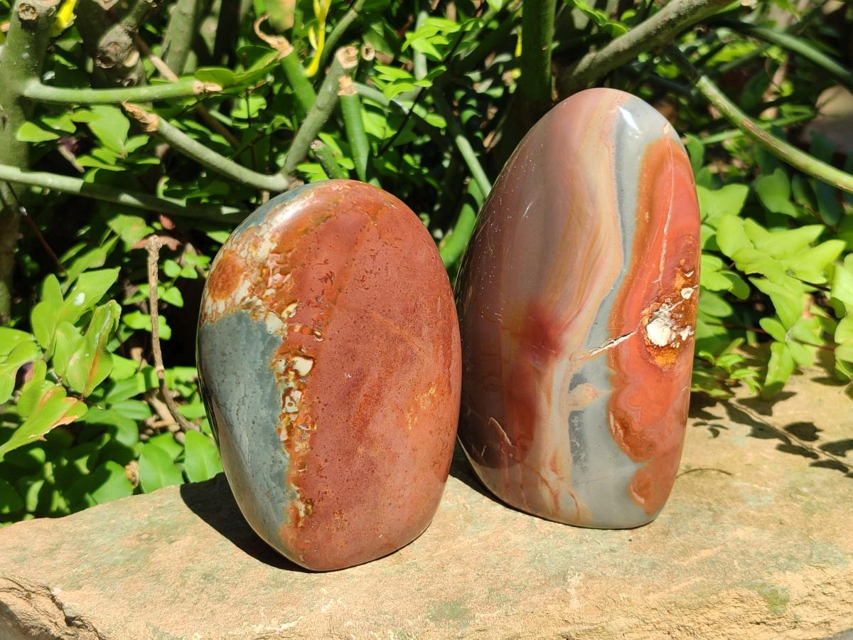 Polished Polychrome Jasper Standing Free Forms x 3 From NW Coast, Madagascar - Toprock Gemstones and Minerals 