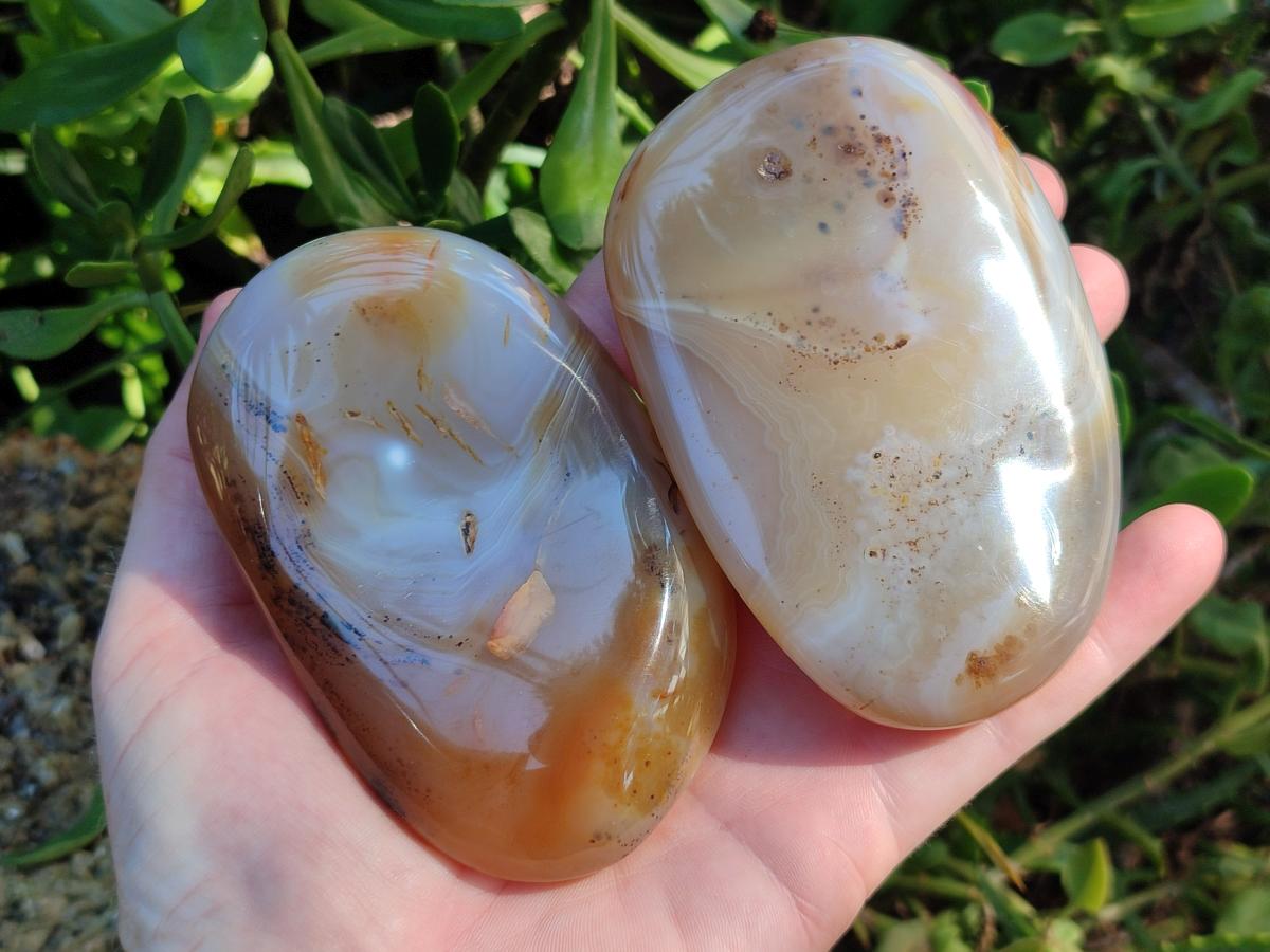 Polished One Side Agate Nodules x 6 From Madagascar - Toprock Gemstones and Minerals 