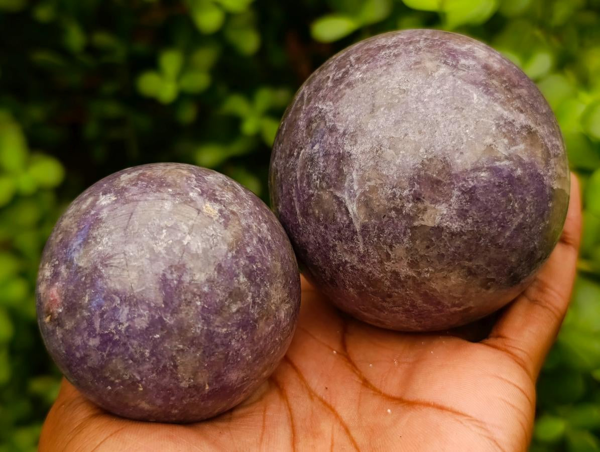 Polished Lepidolite Spheres x 3 From Ambatondrazaka, Madagascar - Toprock Gemstones and Minerals 