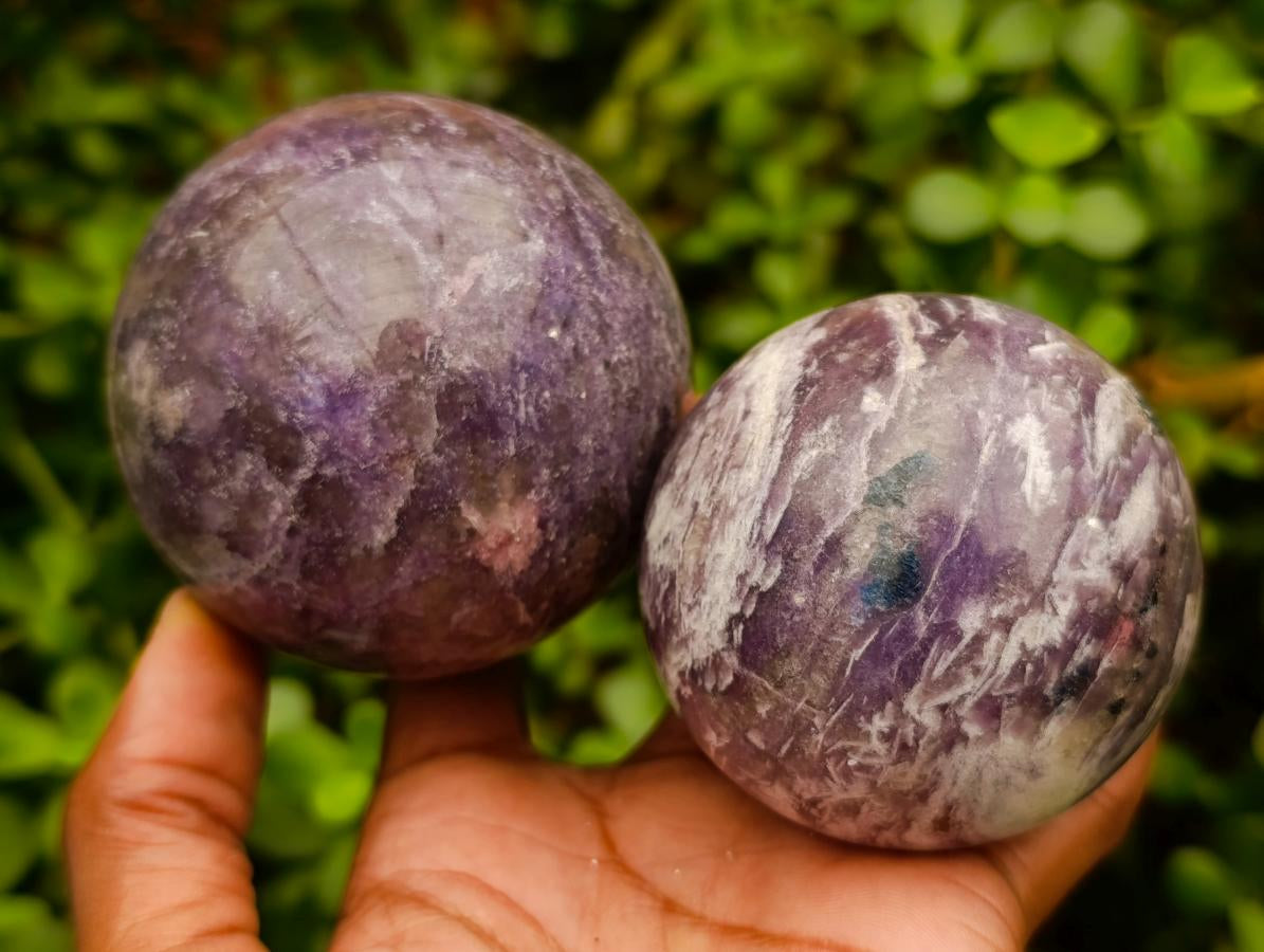 Polished Lepidolite Spheres x 3 From Ambatondrazaka, Madagascar - Toprock Gemstones and Minerals 