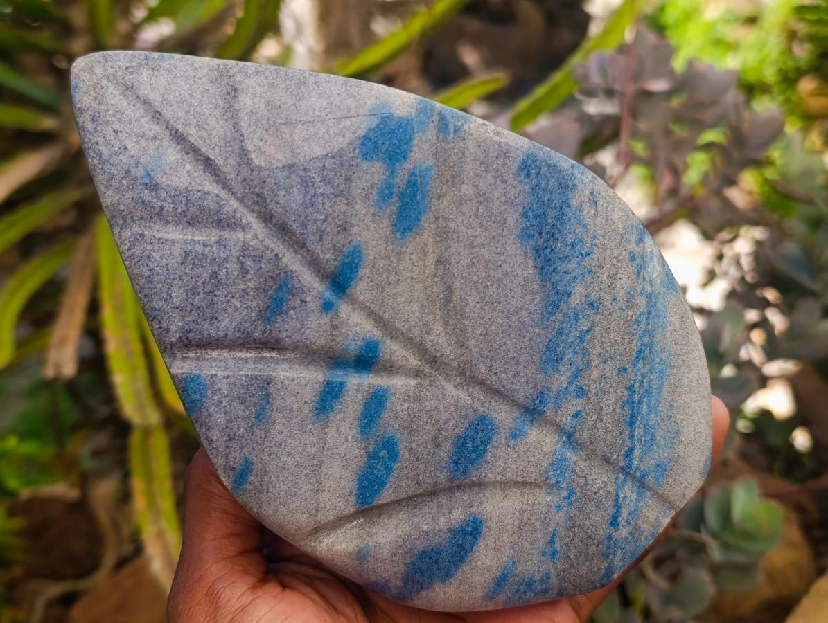 Polished Blue Spotted Spinel in Quartz Standing Free Forms x 2 From Madagascar - Toprock Gemstones and Minerals 