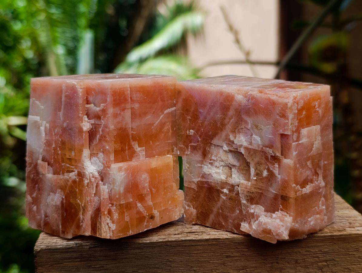 Natural Rhombohedral Sunset Orange Calcite Specimens x 12 From Spitzkop, Namibia - Toprock Gemstones and Minerals 