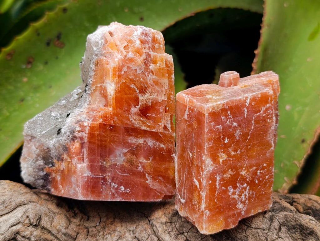 Natural Rhombohedral Sunset Orange Calcite Specimens x 12 From Spitzkop, Namibia - Toprock Gemstones and Minerals 
