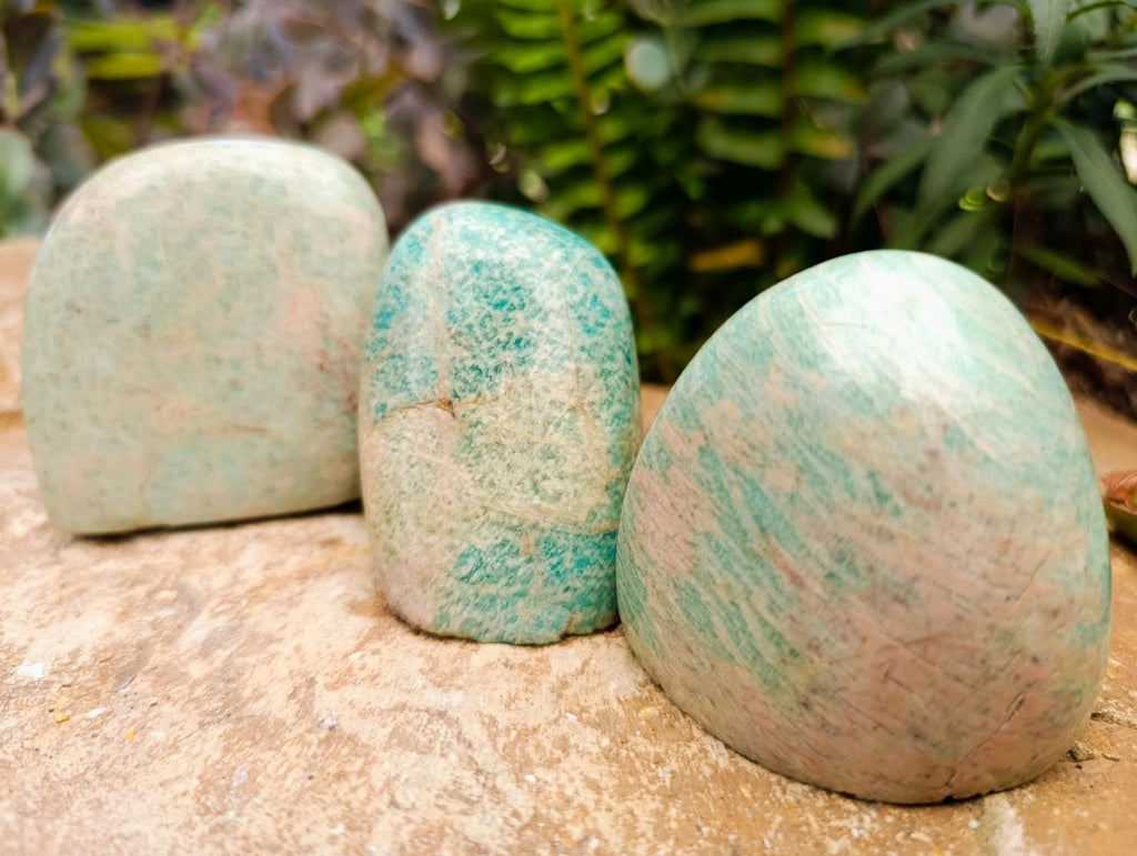 Polished Amazonite Standing Free Forms and Free Forms x 12 From Zimbabwe - Toprock Gemstones and Minerals 