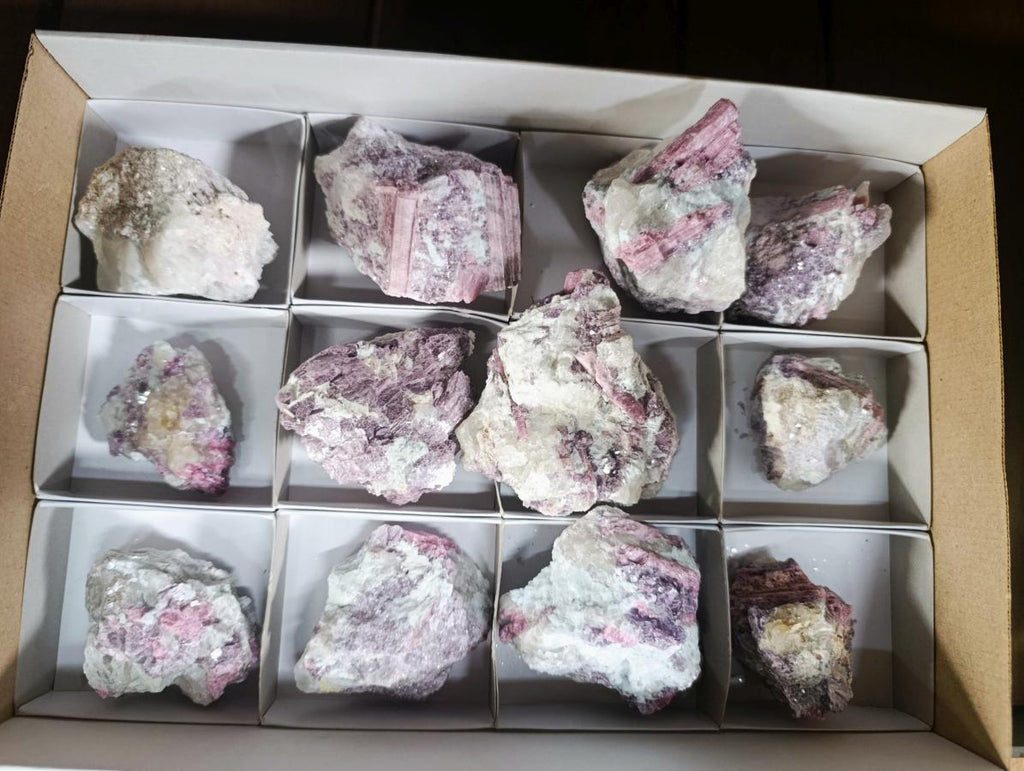 Natural Pink Rubellite Tourmaline Specimens x 12 From Karibib, Namibia - Toprock Gemstones and Minerals 