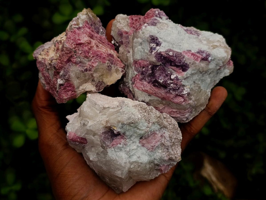 Natural Pink Rubellite Tourmaline Specimens x 12 From Karibib, Namibia - Toprock Gemstones and Minerals 