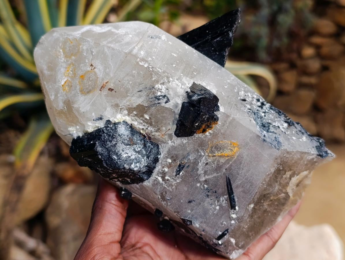 Natural Smokey Quartz with Black Tourmaline Specimens x 2 From Erongo, Namibia - Toprock Gemstones and Minerals 