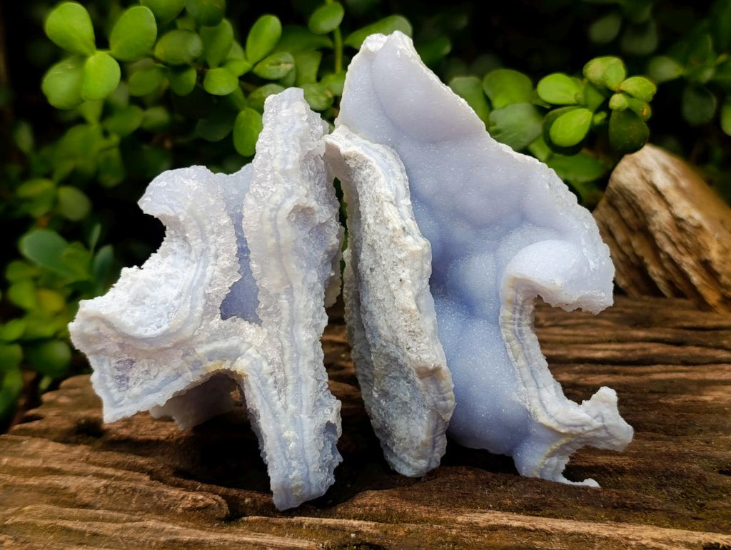 Natural Etched Blue Chalcedony Geodes x 4 From Nsanje, Malawi - Toprock Gemstones and Minerals 