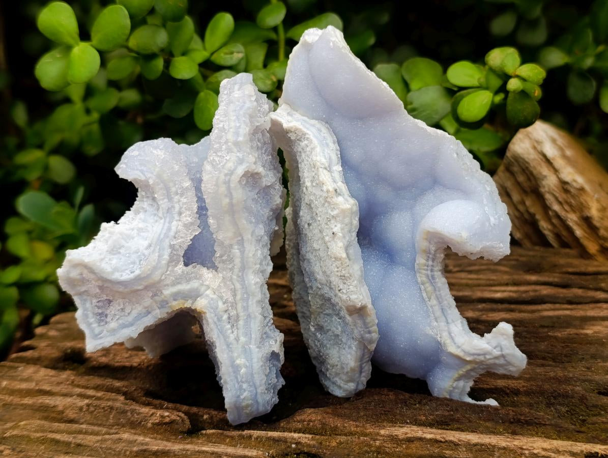 Natural Etched Blue Chalcedony Geodes x 4 From Nsanje, Malawi - Toprock Gemstones and Minerals 