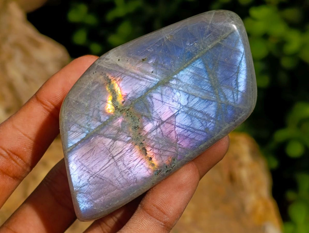 Polished Rare Purple Sunset Flash Labradorite Standing Free Forms x 6 From Madagascar - Toprock Gemstones and Minerals 