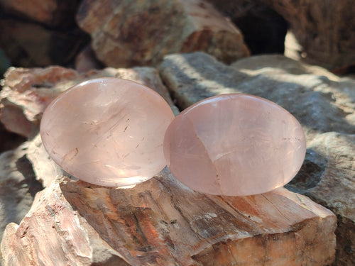 Polished Gemmy Rose Quartz Palm Stones x 12 From Madagascar - Toprock Gemstones and Minerals 