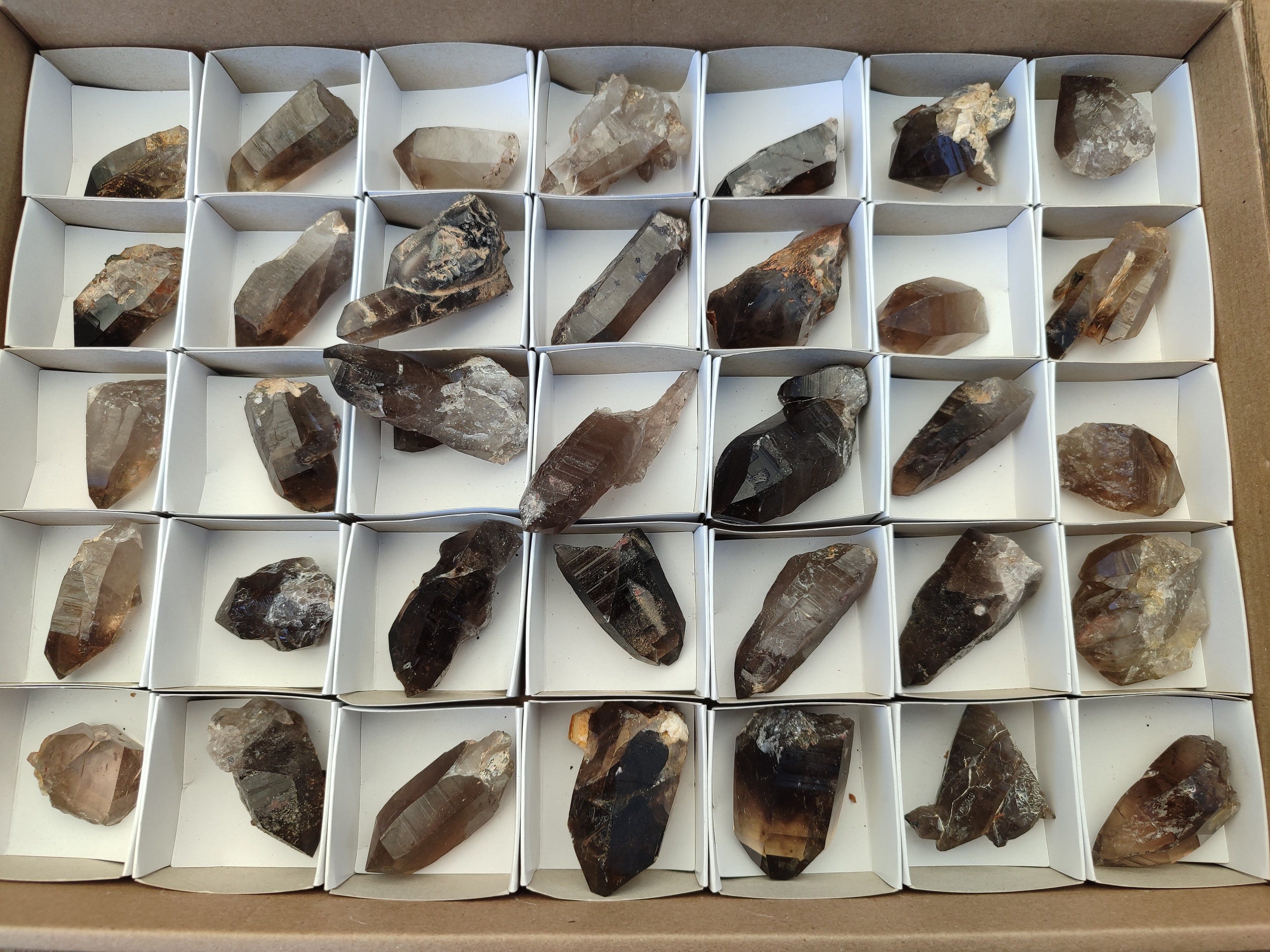 Natural Smokey Quartz Crystals x 35 From Mulanje, Malawi - Toprock Gemstones and Minerals 