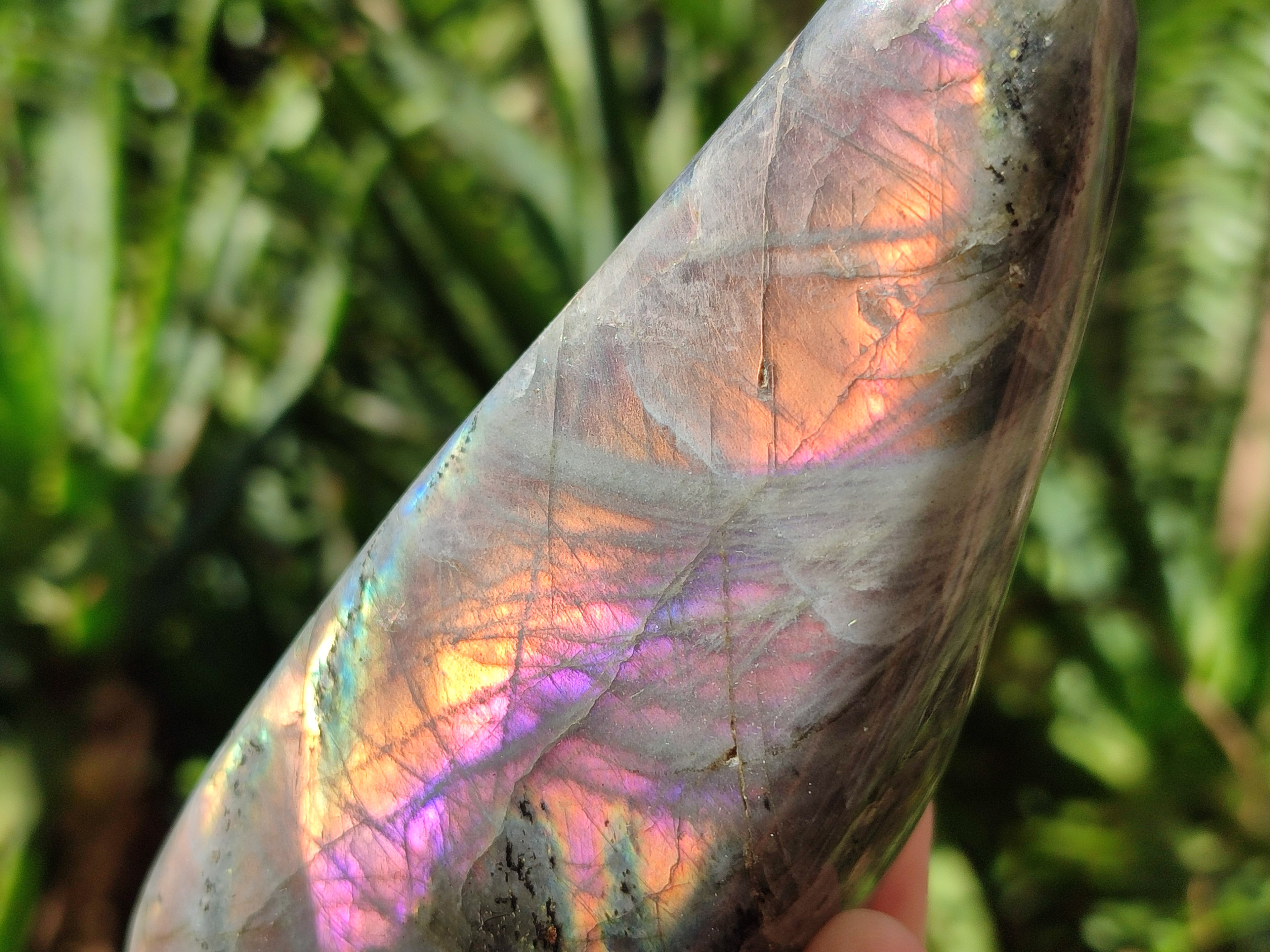 Polished Rare Purple Sunset Flash Labradorite Standing Free Forms x 3 From Madagascar - Toprock Gemstones and Minerals 