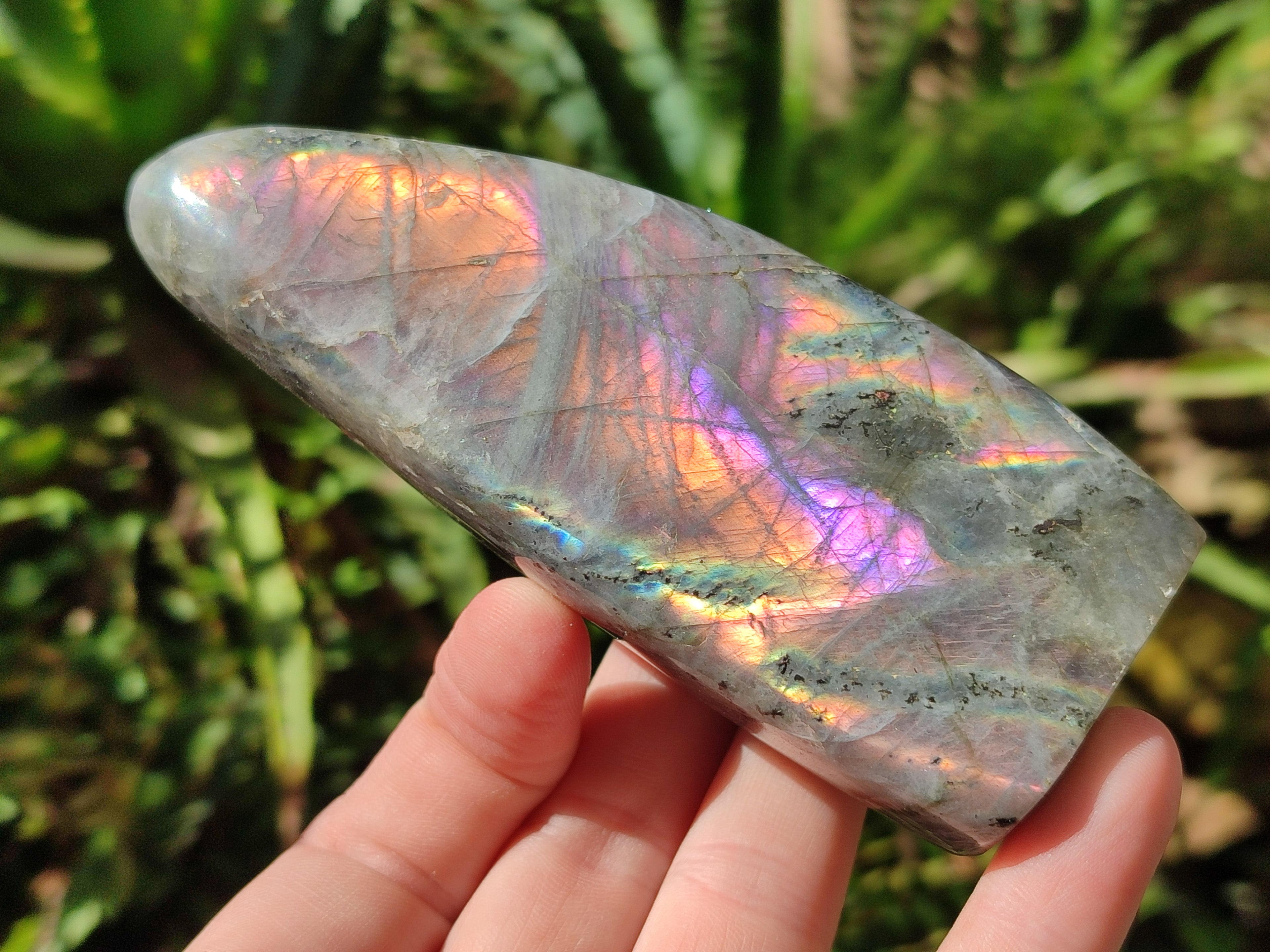 Polished Rare Purple Sunset Flash Labradorite Standing Free Forms x 3 From Madagascar - Toprock Gemstones and Minerals 
