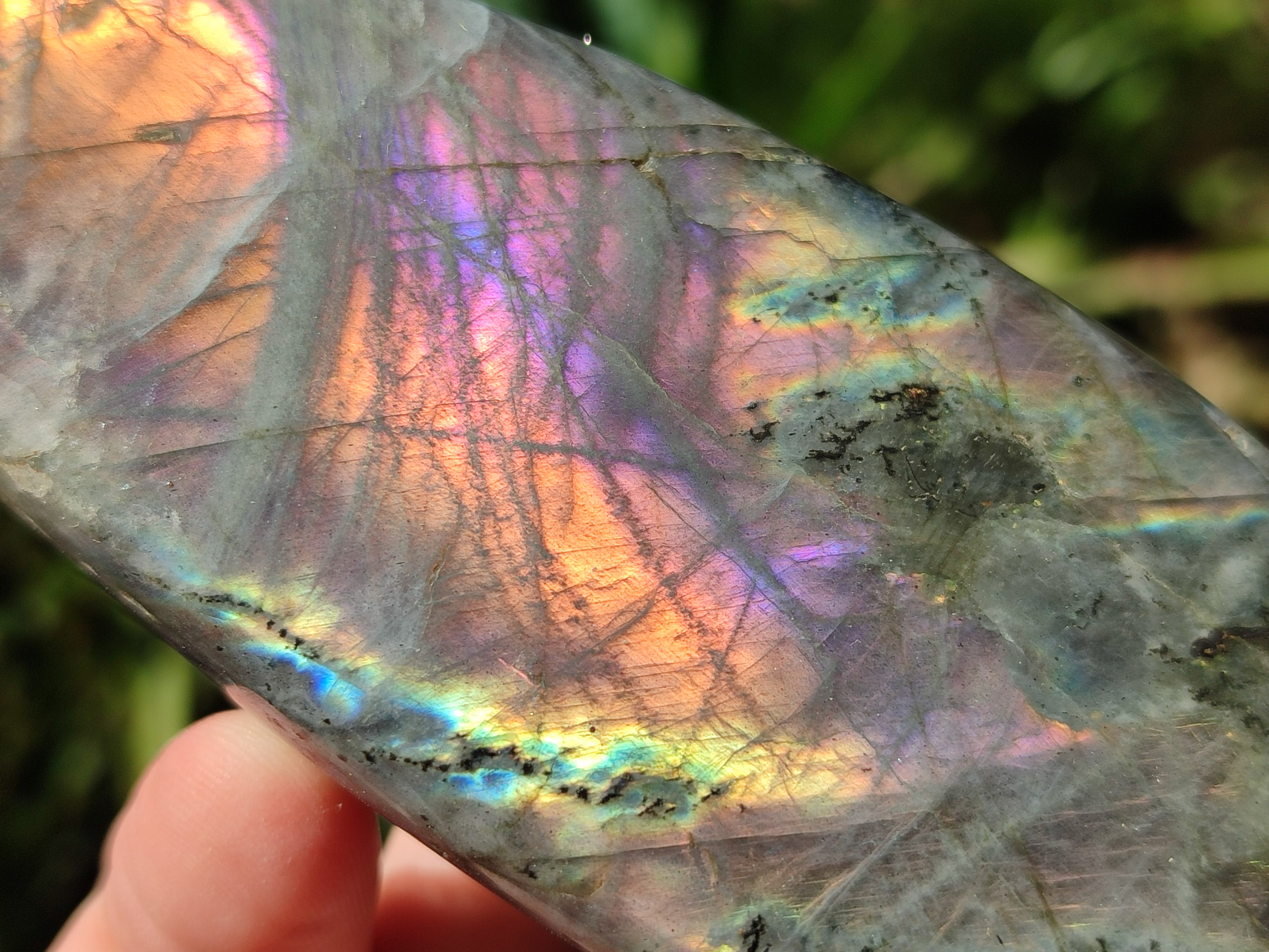 Polished Rare Purple Sunset Flash Labradorite Standing Free Forms x 3 From Madagascar - Toprock Gemstones and Minerals 