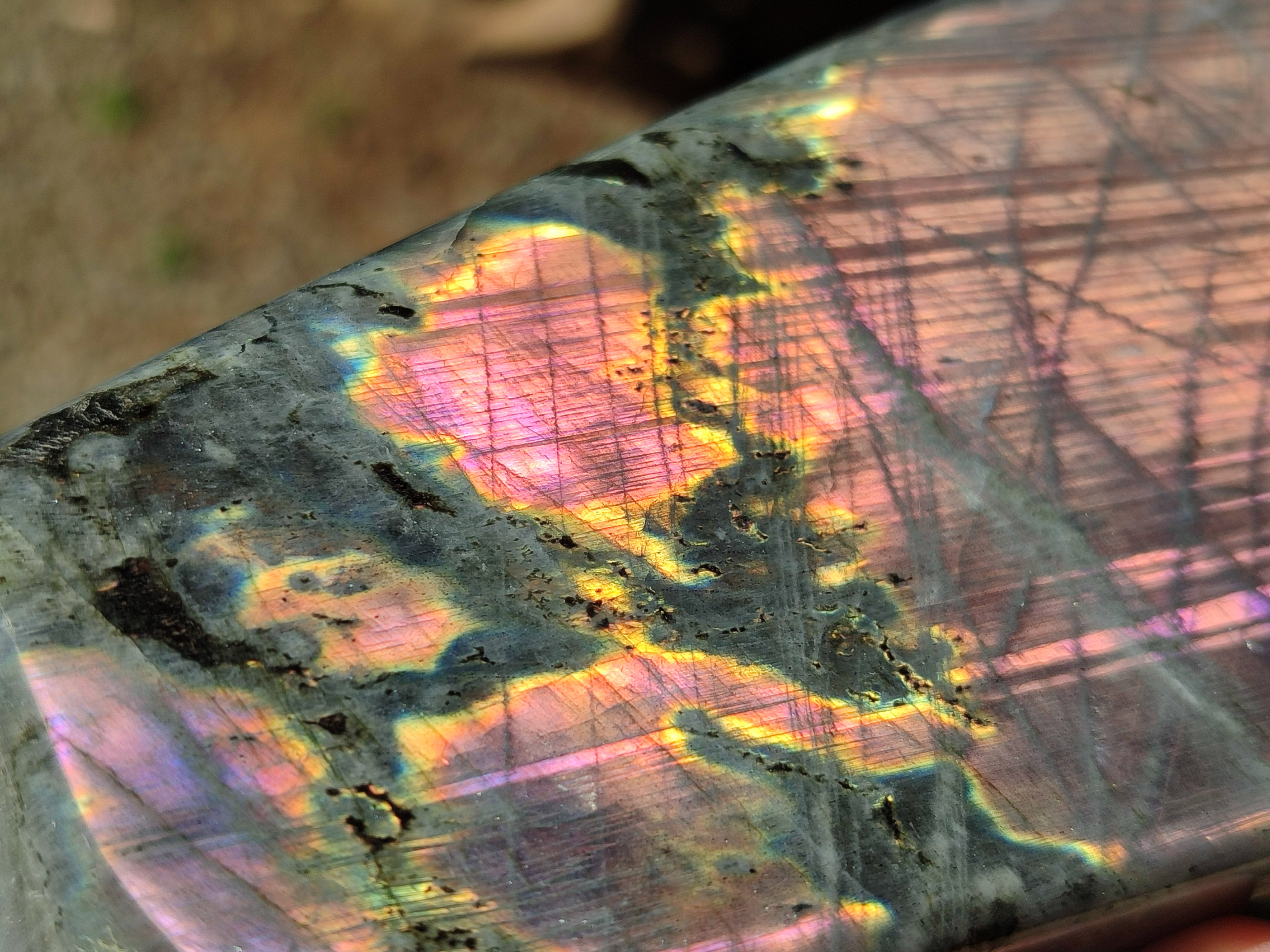 Polished Rare Purple Sunset Flash Labradorite Standing Free Forms x 3 From Madagascar - Toprock Gemstones and Minerals 