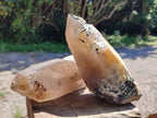 Natural Large Smokey Quartz Crystals with Schorl and Hyalite Opal x 2 From Erongo, Namibia - Toprock Gemstones and Minerals 