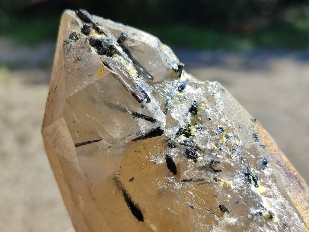 Natural Large Smokey Quartz Crystals with Schorl and Hyalite Opal x 2 From Erongo, Namibia - Toprock Gemstones and Minerals 