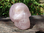 Hand Made Gemmy Rose Quartz Skull Carving x 1 From Madagascar - Toprock Gemstones and Minerals 