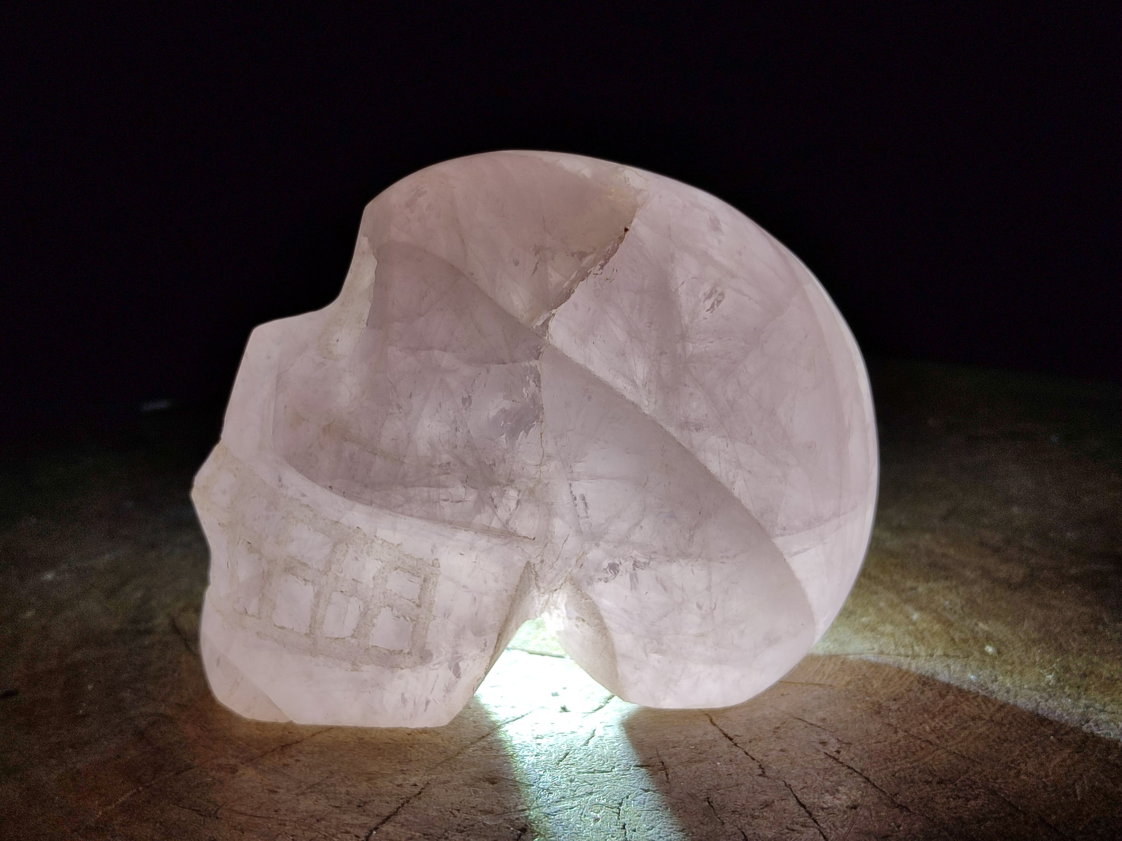 Hand Made Gemmy Rose Quartz Skull Carving x 1 From Madagascar - Toprock Gemstones and Minerals 