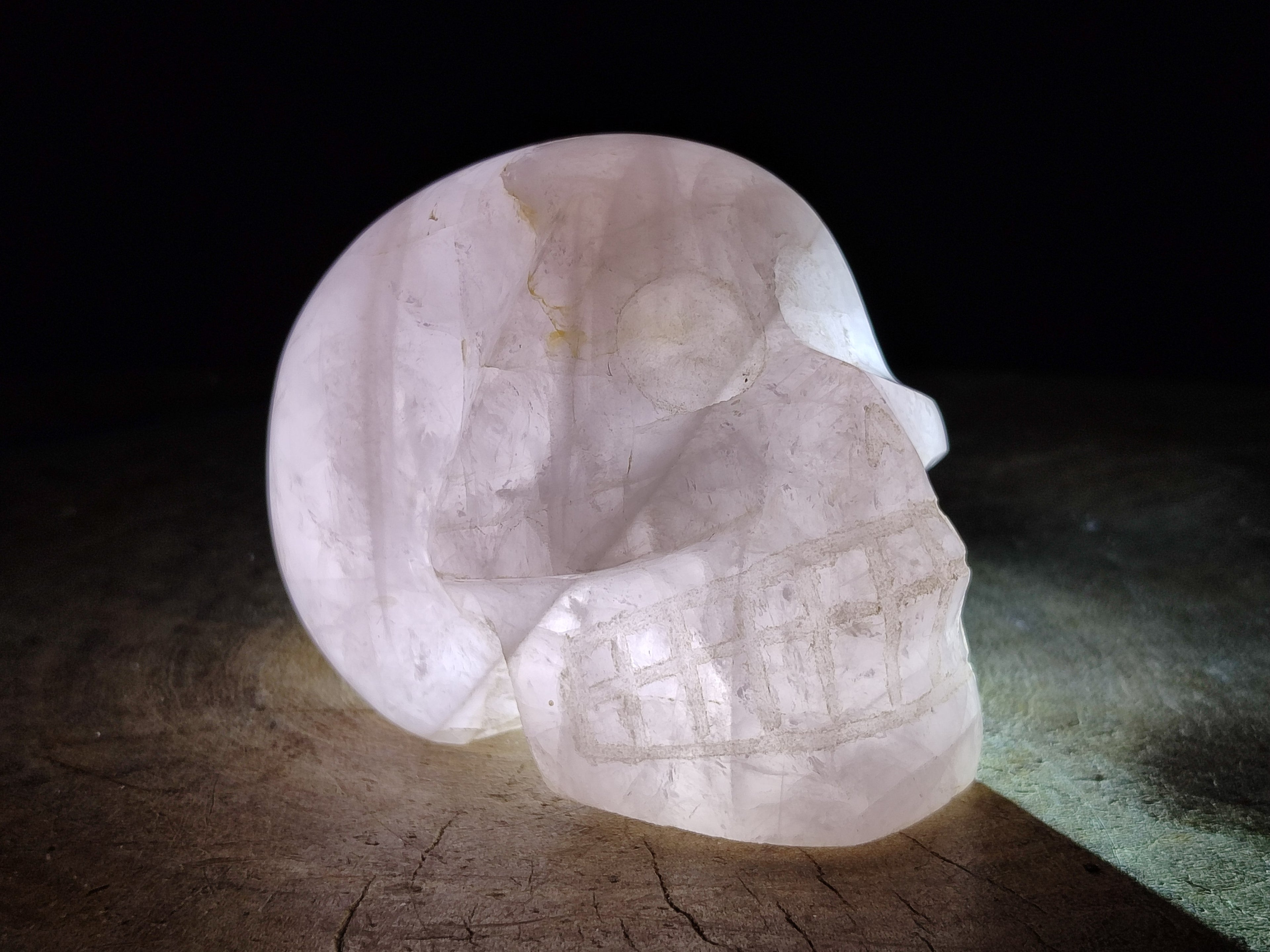 Hand Made Gemmy Rose Quartz Skull Carving x 1 From Madagascar - Toprock Gemstones and Minerals 