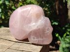 Hand Made Gemmy Rose Quartz Skull Carving x 1 From Madagascar - Toprock Gemstones and Minerals 