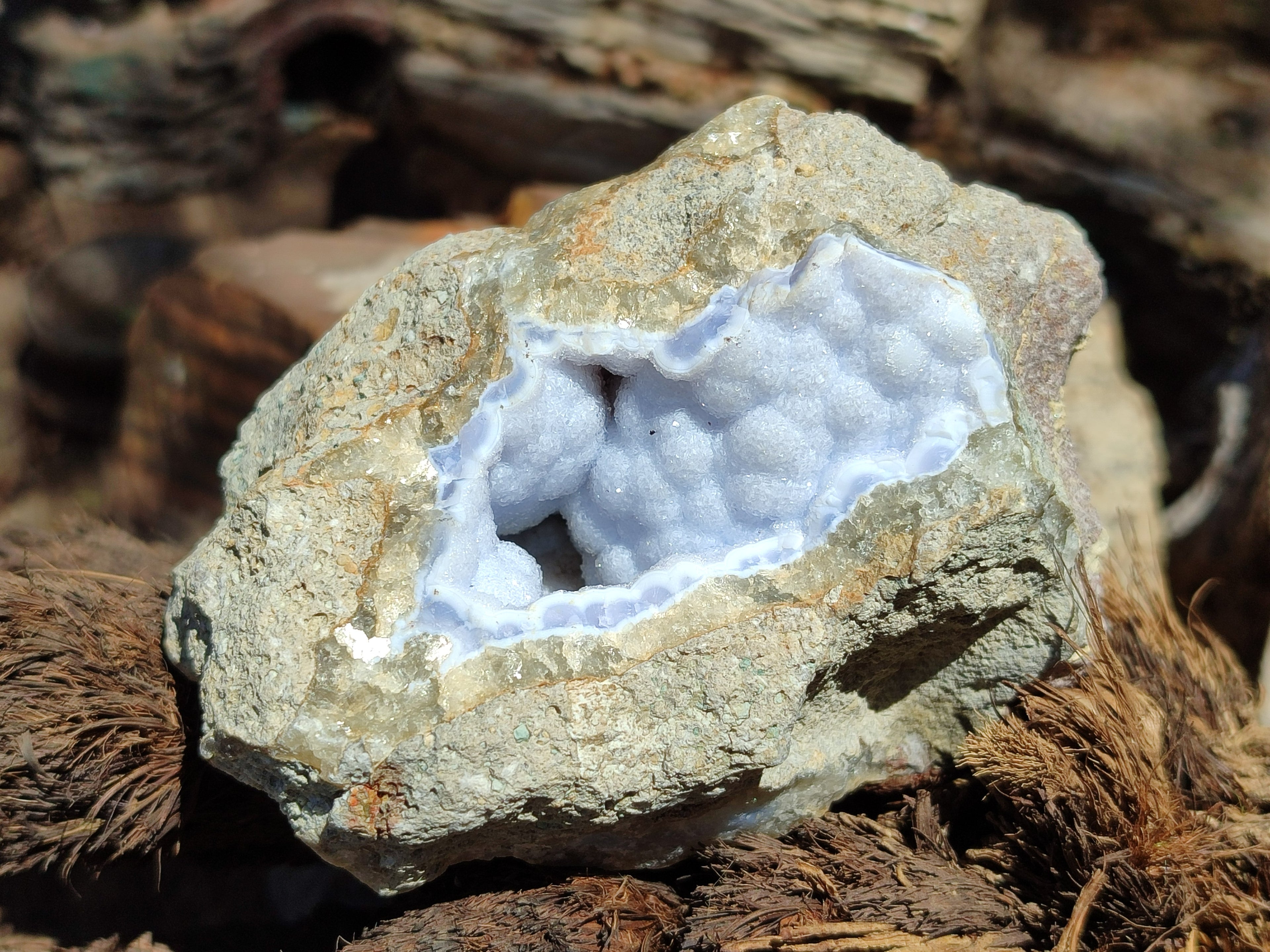 Natural Blue Lace Agate Geode Specimens x 6 From Nsanje, Malawi - Toprock Gemstones and Minerals 