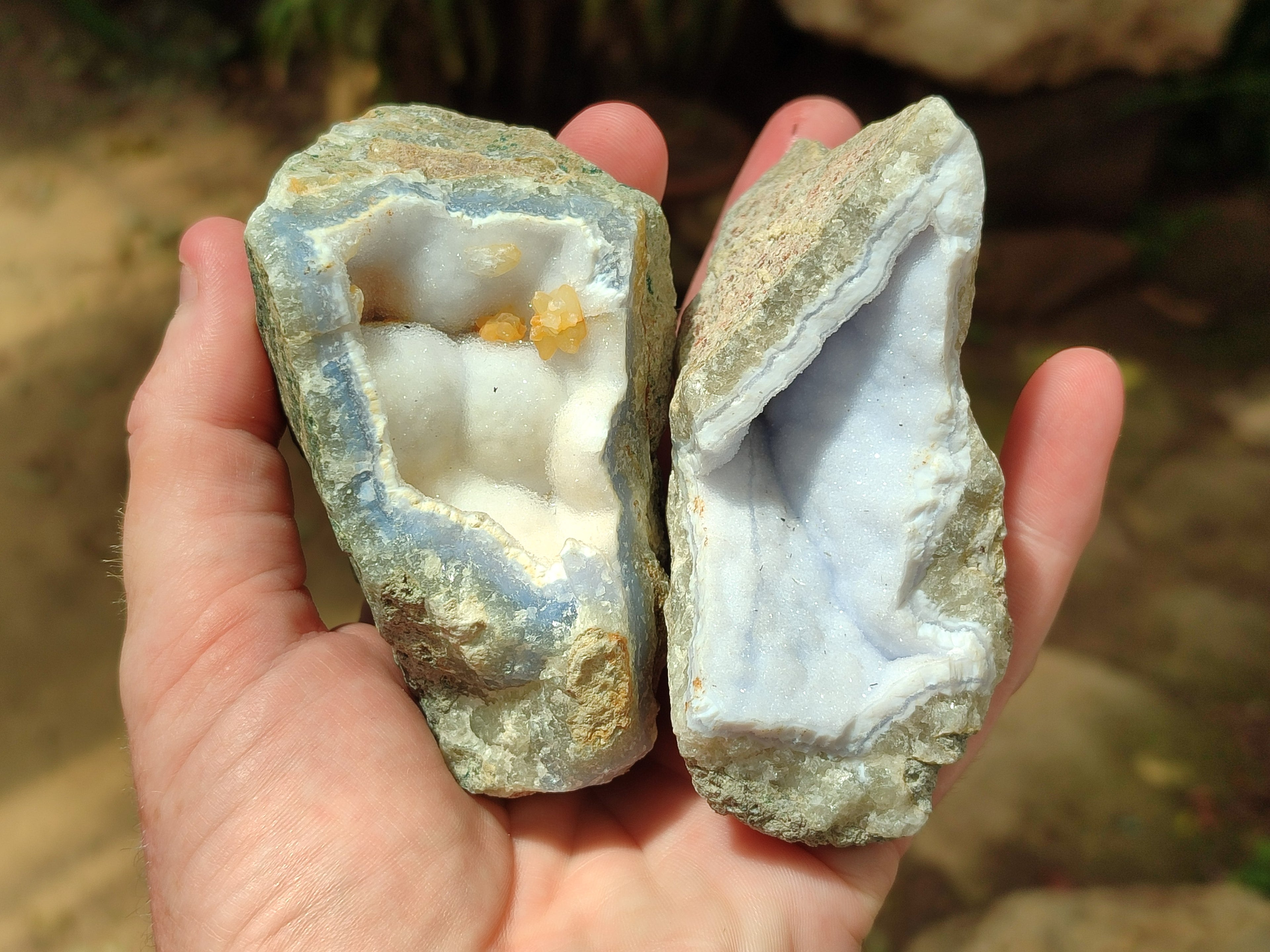 Natural Blue Lace Agate Geode Specimens x 6 From Nsanje, Malawi - Toprock Gemstones and Minerals 