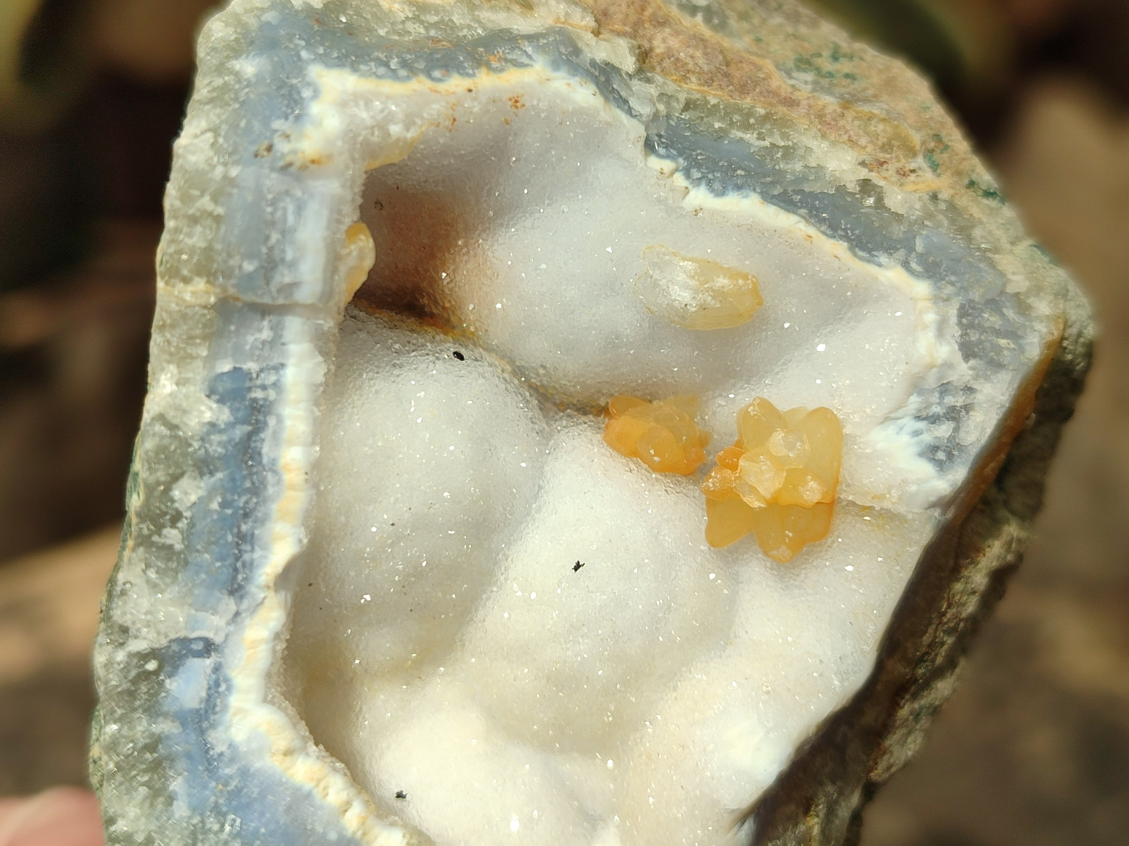 Natural Blue Lace Agate Geode Specimens x 6 From Nsanje, Malawi - Toprock Gemstones and Minerals 