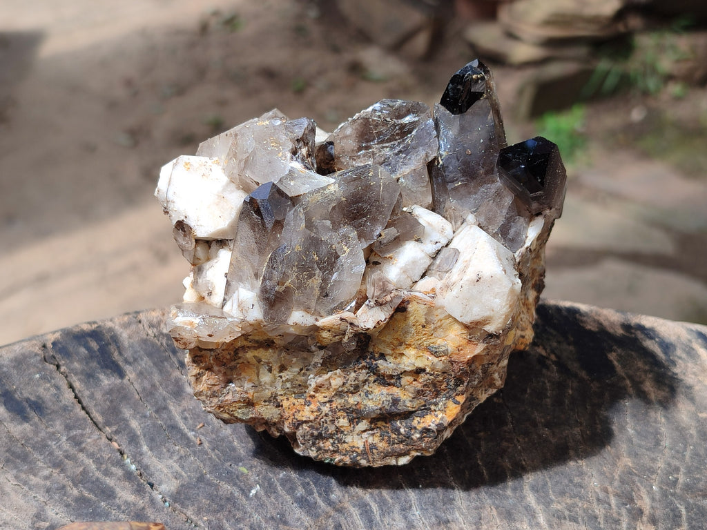 Natural Smokey Quartz with Aegirine and Feldspar Clusters x 3 From Zomba Plateau, Malawi - Toprock Gemstones and Minerals 