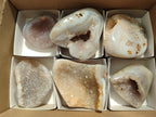 Polished Mixed Crystalline Agate Geodes x 6 From Maintirano, Madagascar - Toprock Gemstones and Minerals 
