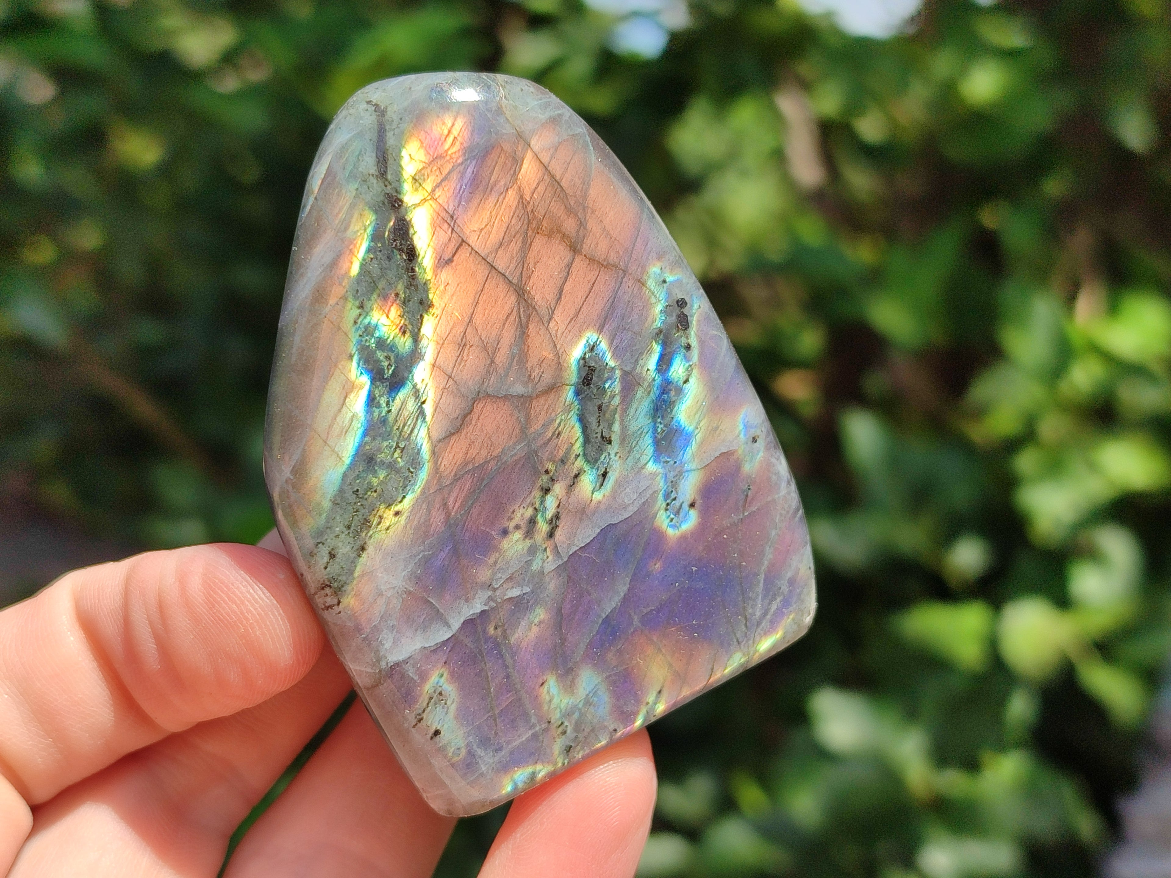 Polished Rare Purple Sunset Flash Labradorite Standing Free Forms x 6 From Madagascar - Toprock Gemstones and Minerals 