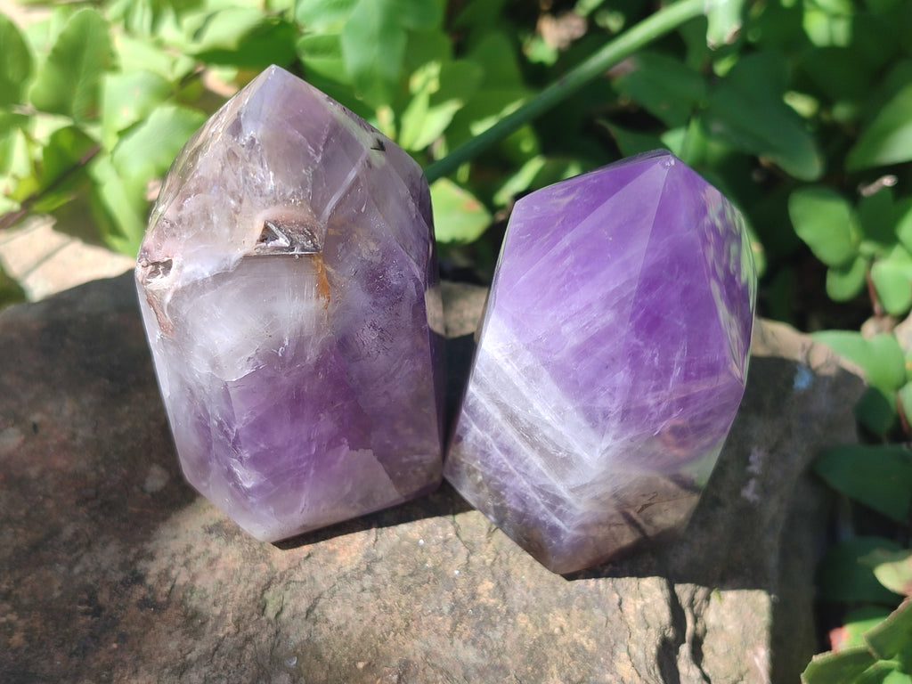 Polished Chevron Amethyst Crystals x 6 From Madagascar - Toprock Gemstones and Minerals 