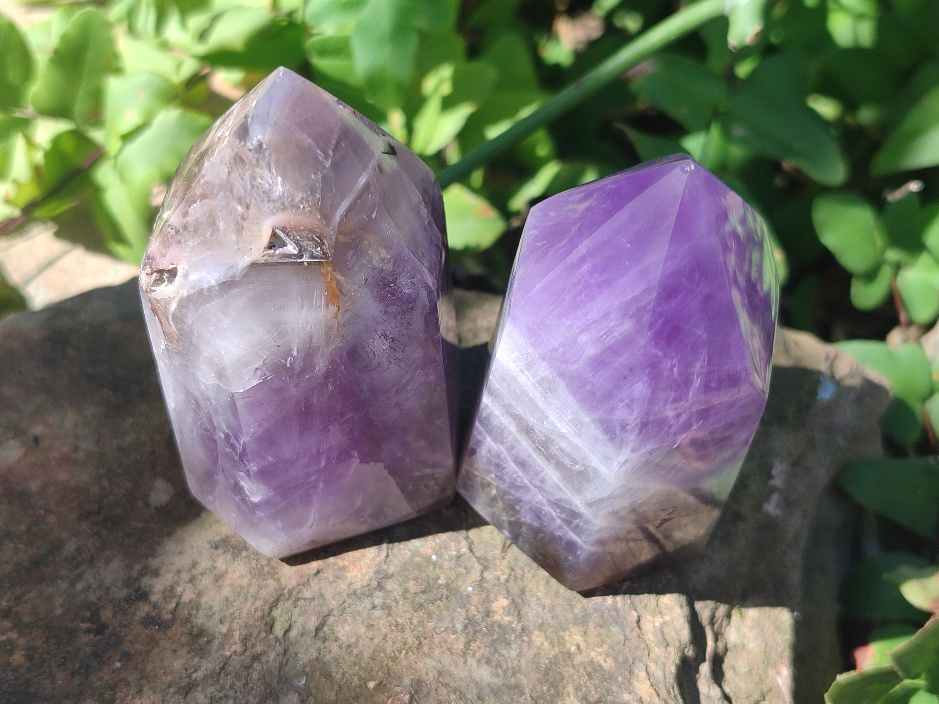 Polished Chevron Amethyst Crystals x 6 From Madagascar - Toprock Gemstones and Minerals 