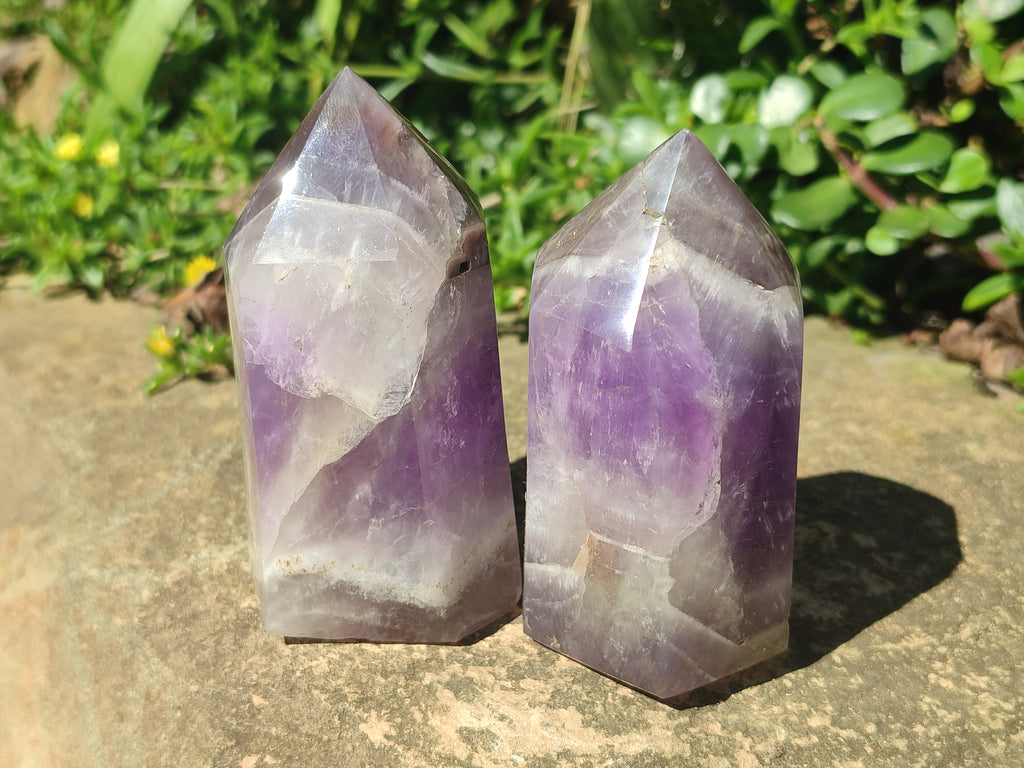 Polished Chevron Amethyst Crystals x 6 From Madagascar - Toprock Gemstones and Minerals 