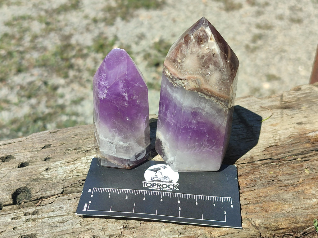 Polished Chevron Amethyst Crystals x 6 From Madagascar - Toprock Gemstones and Minerals 